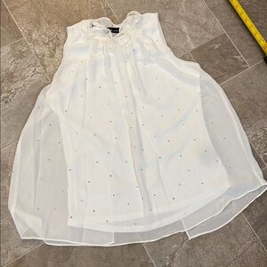 Black Collection White Ruffled Halter Neck Sleeveless Blouse sequin Detail Sm